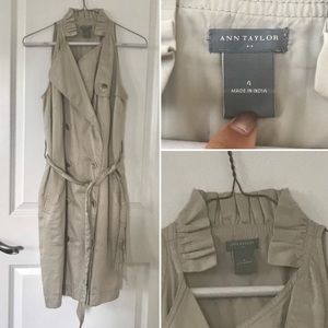 Ann Taylor Ruffle Collar Shirt Dress sz 4